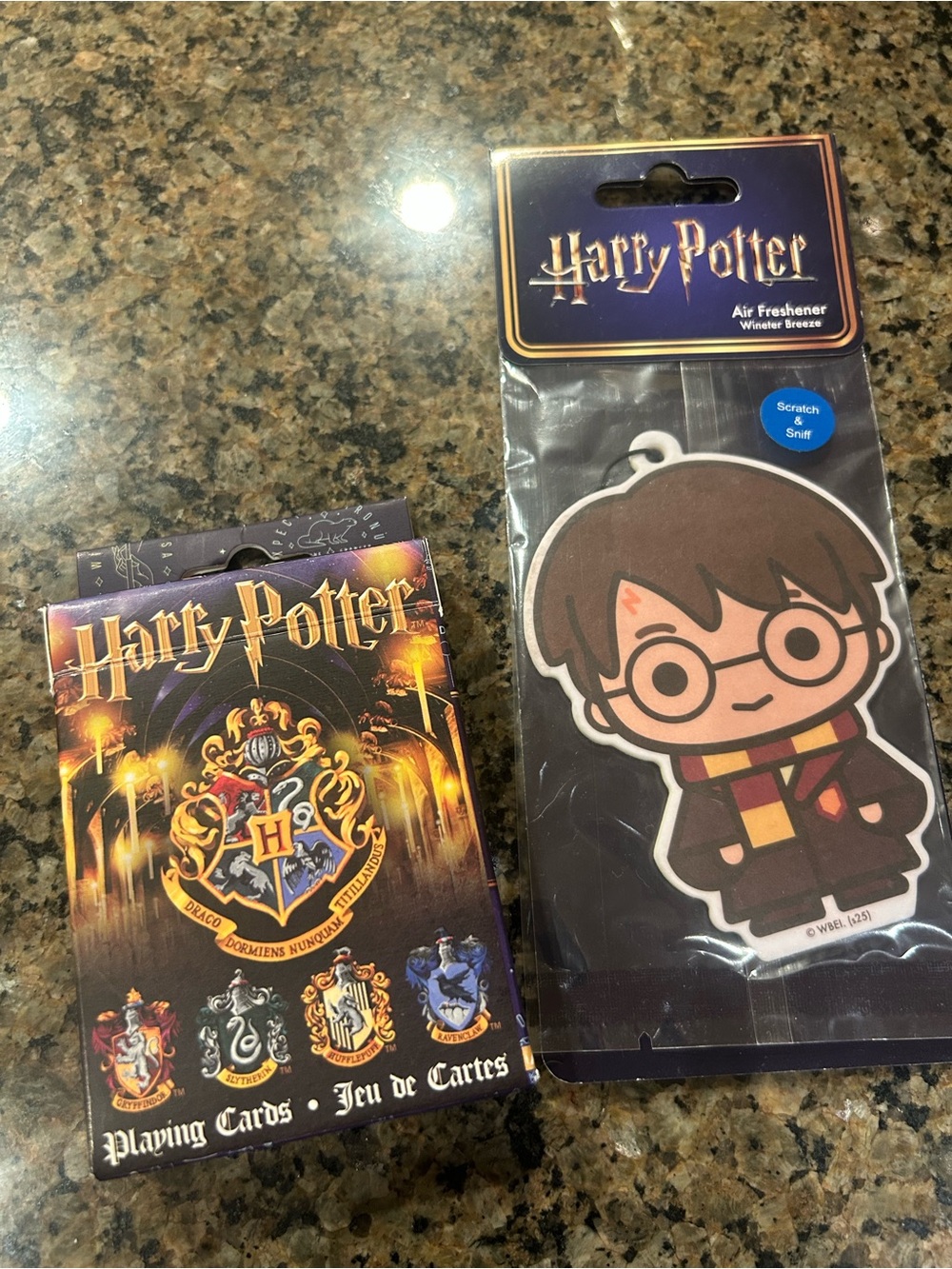 Harry Potter Playing Cards & Harry Air Freshener - Burgundy, Gold, Brown